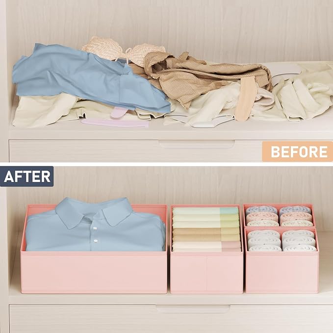 DIMJ Drawer Organizer Clothes 26 Pack - Foldable Baby Organizers and Storage Dresser Organizer for Bedroom, Closet Nursery Organization Dresser Dividers for underwear, Sock, Bra, Belt, Tie - Image 5