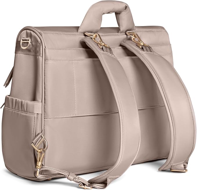 JuJuBe New Satchel Diaper Bag, Convertible Diaper Bag with Portable Changing Pad, Travel Backpack, For Carrying Baby Bottles, Baby Wipes, Diapers, Pacifiers, Snacks, Taupe, Mother's Day Gift - Image 3