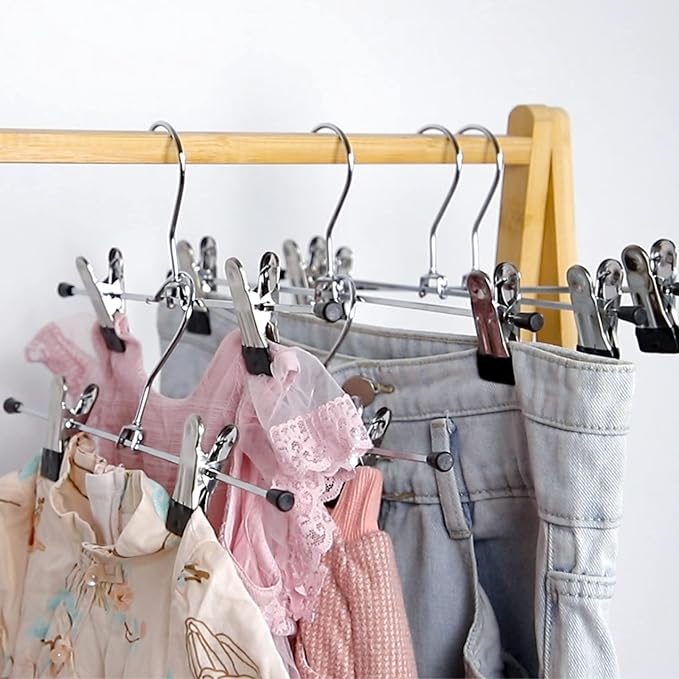 GoodtoU Pants Hangers, 30Pack Skirt Hangers with Clips Metal Hangers for Pants Clips Men Women Kids Trouser Shorts Jeans Clothes - Image 6