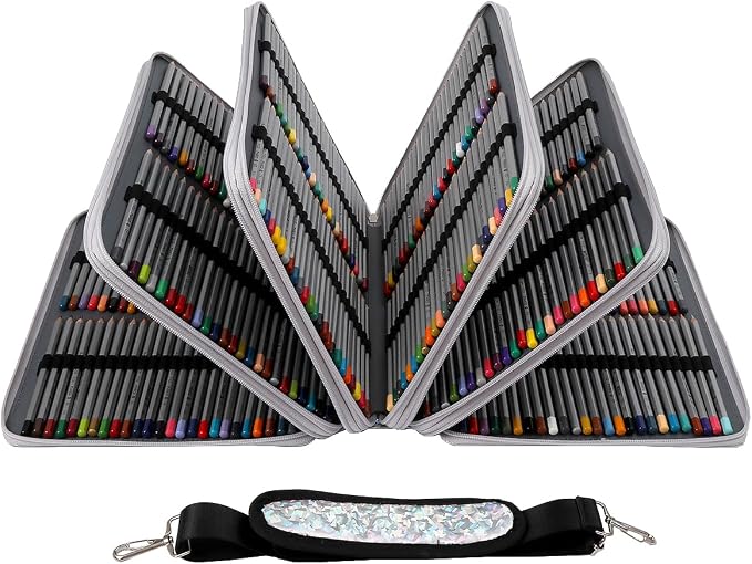 Large Capacity Colored Pencil Case - 600 Individual Slots PU leather with Zipper Closure Portable Organizer for Watercolor Pencils Ideal for Artists（Silver） - Image 2
