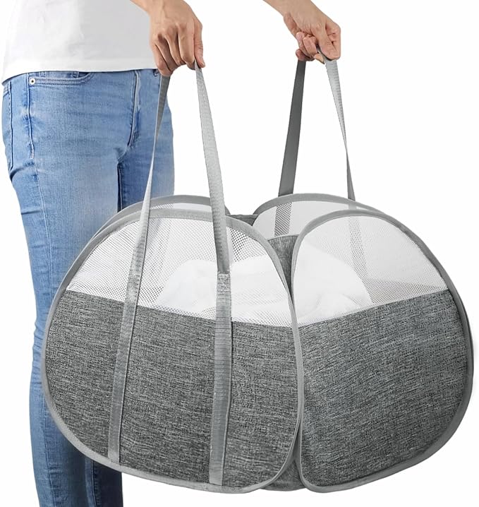 93L Collapsible Laundry Baskets Pop Up Laundry Hamper with Reinforced Handles Reliable Foldable Laundry Hamper for Laundry Room Kids Room (Large Grey) by BOSNONA