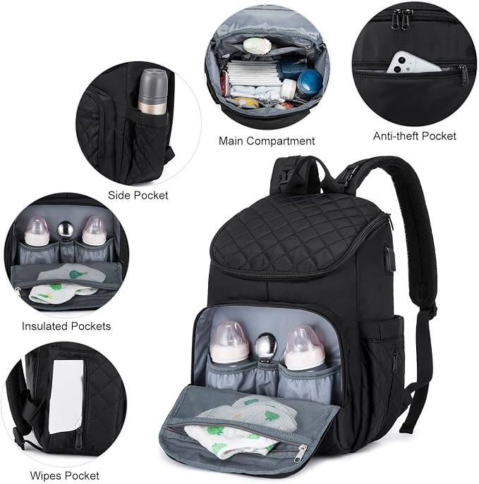 LOVEVOOK Diaper Bag Backpack Large Capacity Baby Bag with Portable Changing Pad, Multifunction Baby Travel Backpack - Image 4