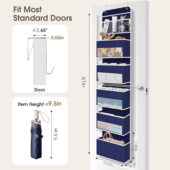 1Pack Over The Door Organizer Large Capacity Hanging Storage Room Organizer | 40 lb Capacity, Ultra-Sturdy, Detachable, Mesh Design with Clear Window, Space-Saving Organizer for Pantry, Nursery & Closet - Image 2