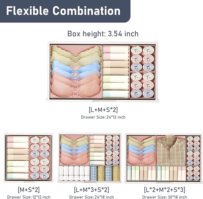 DIMJ Drawer Organizer Clothes - 26 Pack Baby Dresser Organizer for Nursery Closet Organization, Fabric Drawer Organizer Bins for Underwears Socks Bras, Foldable Storage Dividers for Bedroom - Image 4