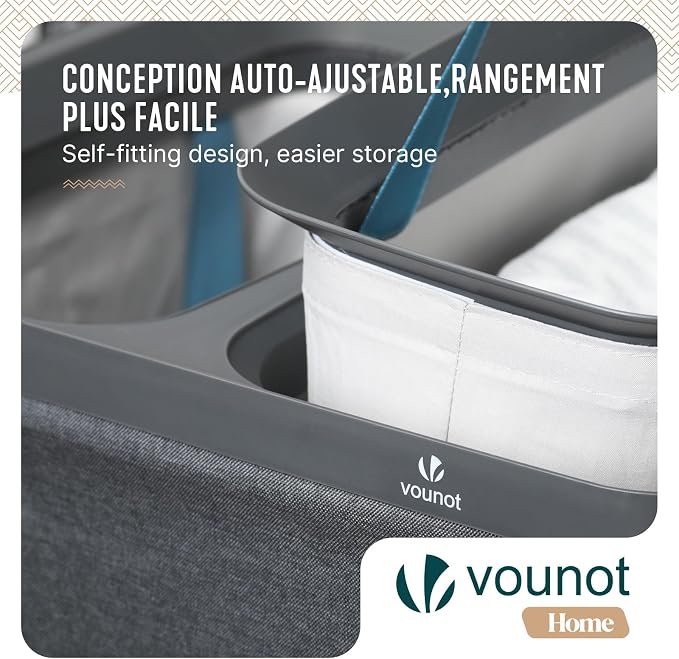 VOUNOT® 150L Laundry Basket with Lid, Rectangular 2 Compartment Laundry Hamper with Removable Bags & Handles, Foldable Laundry Bin for Bedroom, Bathroom, Utility Room, Anthracite - Image 4