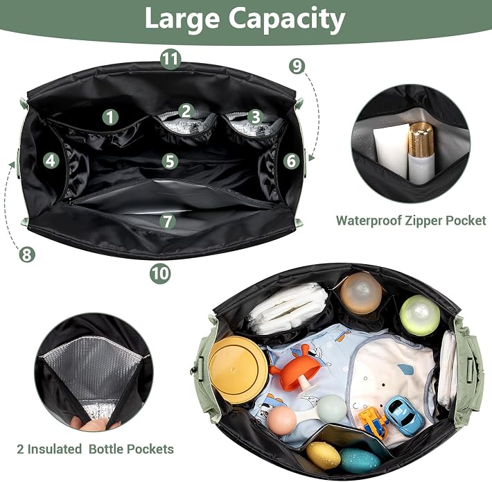 Diaper Bag Tote for Baby, Large Hospital Mommy Bag for Labor Delivery | Lightweight Puffy 4pcs Diaper Tote with Changing Pad, Toiletry Bag and Pacifier Case, Travel, Hospital, Newborn Essentials - Image 3