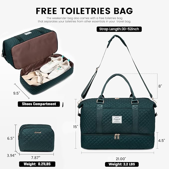 LOVEVOOK Travel Duffle Bag,Weekender Bags for Women with Shoe Compartment，Carry on Overnight Bag with Toiletry Bag,Gym Duffel Bag with Wet Pocket, Hospital Bags for Labor and Delivery - Image 2