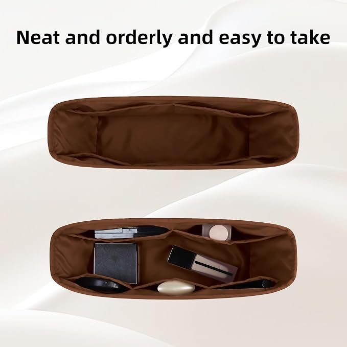 DGAZ Purse Organizer Insert Fits Neverfull-Mini/PM/MM/GM Bags，Silk Bag Organizer，Luxury Handbag & Tote Shaper（MM, Gold） | Soft and Lightweight,Perfect Fit,Multi-pocket Storage,Bag Protector,Luxury Bag Care,Handmade,for Smooth Bag Organizer - Image 5