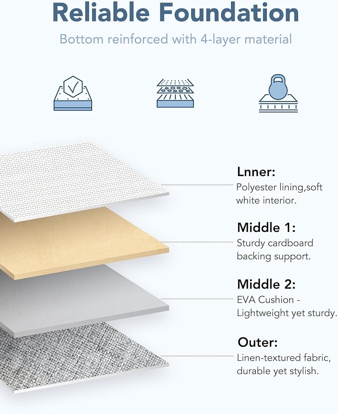 13x15x13 Inch Large Storage Bins with Cotton Rope Handles 6-Pack | Foldable, Top support of metal frame, Bottom with Cardboard Support, Fabric Cube Storage Bins for Closet, Grey - Image 4