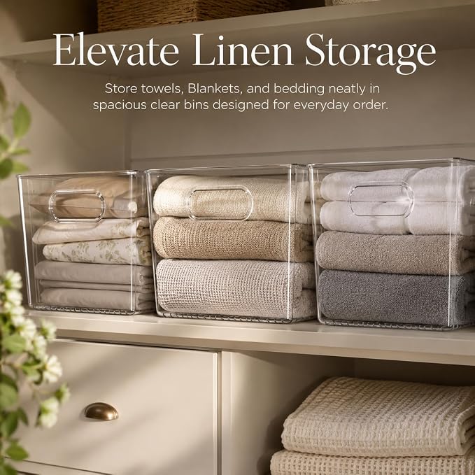 MOONEDGE 6 Pack X-Large Clear Organizer Bins 13x10x8in Storage Containers | Clear Containers for Organizing, Fridge Organizers and Storage, Freezer, Refrigerator, Office Supplies, Craft Room, Laundry - Image 9