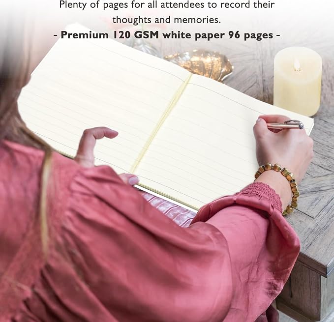 Esposti In Loving Memory Funeral Guest Book - 192 Pages with Silver Gilt Edges & Storage Box - Hardcover Memorial Book with 2304 Message Lines & Keepsake Pocket - For Funeral Services (White, 9"x7") - Image 6