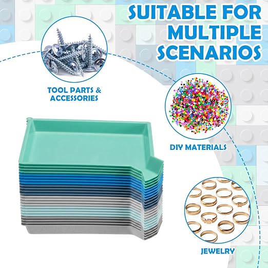 Reallnaive 24 Pcs Plastic Art Sorting Funnel Trays Quick Sorting Activity Serving Tray Stackable Craft Organizer for Classroom Beads Organizing Home Back to School DIY Project (Contemporary Color) - Image 3