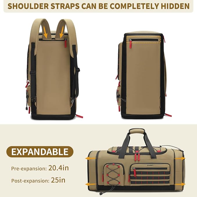 BOSSTIN Gym Bag for Men & Women, 45L-50L Expandable Sports Duffle Bag | Convertible Duffel Backpack, Comes with Toiletry Bag, Shoe Compartment & Wet Pocket, for Workout, Weekender, Overnight Travel - Image 4