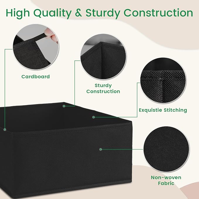 16 Pack Underwear Drawer Organizer, Drawer Organizer Clothes, Foldable Cloth Storage Box Closet Dresser Drawer Divider Organizer for Clothes, Scarves (Black) - Image 4