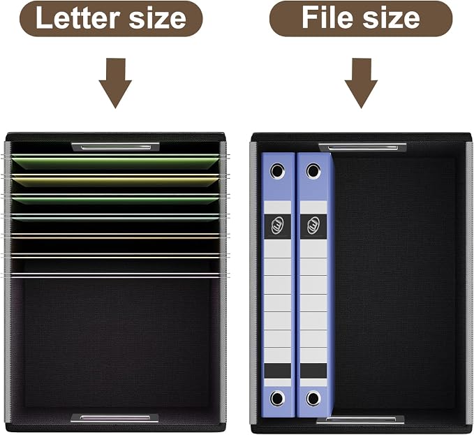 File Organizer Box with Lids, Collapsible File Folder Organizer | File Box with Plastic Slides for Document, Filing Bin for Letter Size Hanging File Folders (4 Pack, Dark Brown, Leather) - Image 3