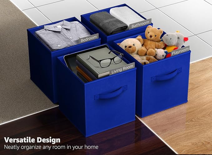 Sorbus Fabric Storage Cubes - 8 Foldable Storage Bins for Organizing Pantry, Cubbies, Toy Box - Clothes Storage & Closet Organizer - 11 Inch Collapsible Cube Baskets for Shelves with Handle - Image 6