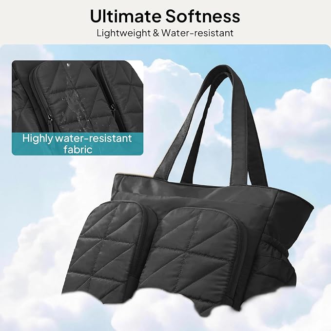 TOPEAST Diaper Bag Tote, Quilted Puffer Baby Bag with Insulated Pockets, Lightweight Hospital Bag for Mom & Dad, Travel, Work - Image 7