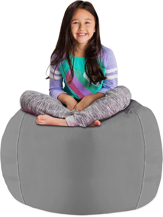 Posh Stuffable Kids Stuffed Animal Storage Bean Bag Chair Cover - Childrens Toy Organizer, X-Large 48" - Solid Pink - Image 4