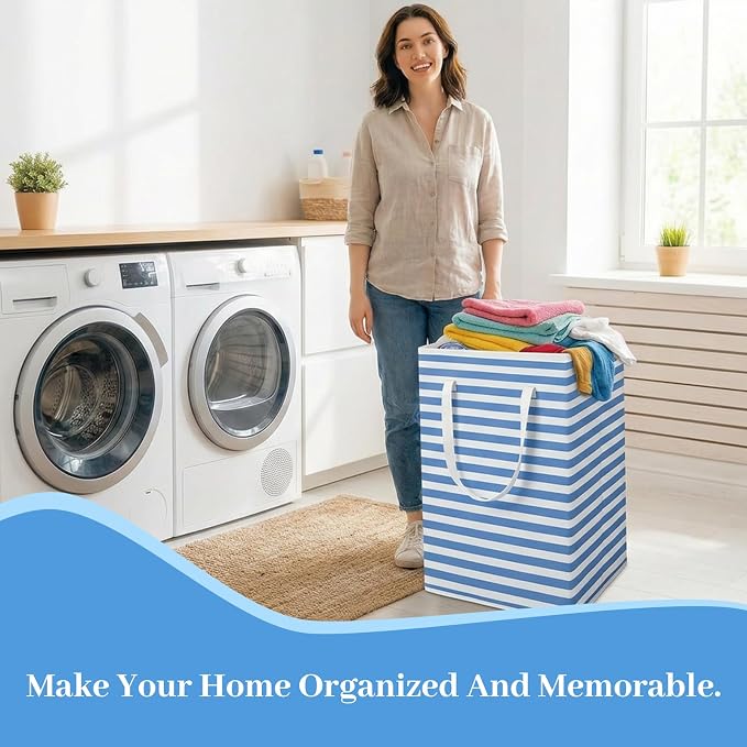6Pack Large Laundry Hamper Collapsible Laundry Baskets, Waterproof Freestanding Laundry Hampers Plastic Laundry Basket in Back-to-School Season, Laundry Room, Dormitory, Bedroom (75Lx6, Bule) - Image 7