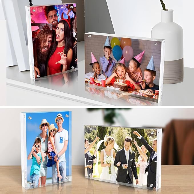 4x6 Inch Acrylic Picture Frame 1 Pack, 10+10mm Magnetic Photo Frame | High-clarity Acrylic, for 4x6 Pictures, Anti-fade, Frameless Floating, Double Display, Liquids Corrosion Resistant, 1 Pack - Image 3