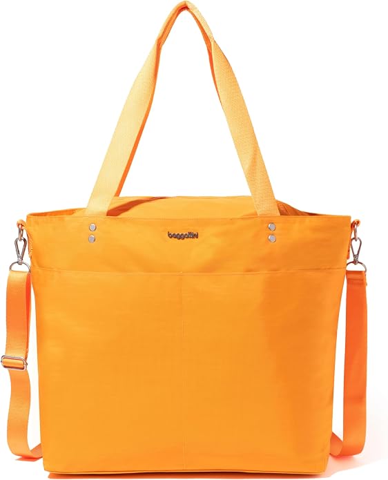 Baggallini Carryall Tote - Lightweight Nylon Zipper Top Weekender Travel Beach Bag w/Luggage Sleeve by baggallini