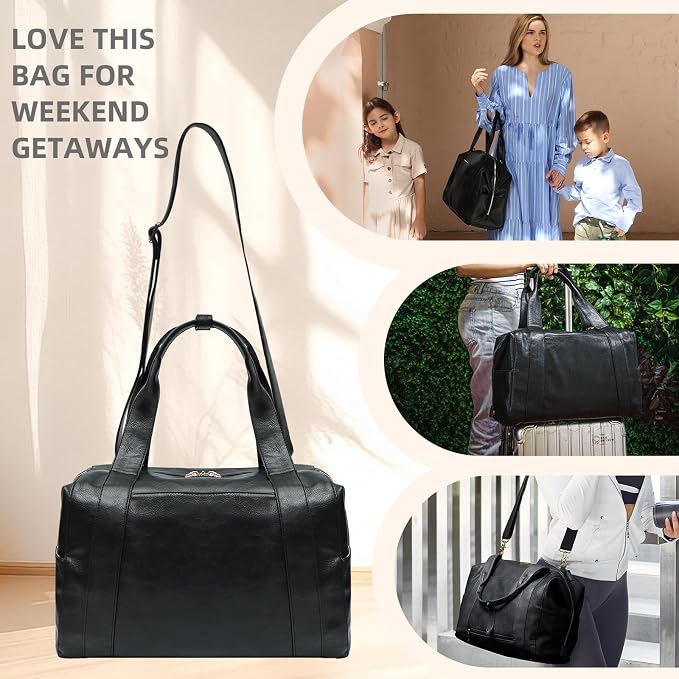 miss fong Leather Diaper Bag Tote Baby Tote Bag Large Mommy Bag Travel Bag | Waterproof Leather Hospital Bag with Small Purse 9 Pockets 3 Insulated Pockets Crossbody Bag Luggage Sleeve & Shoulder Strap - Image 8