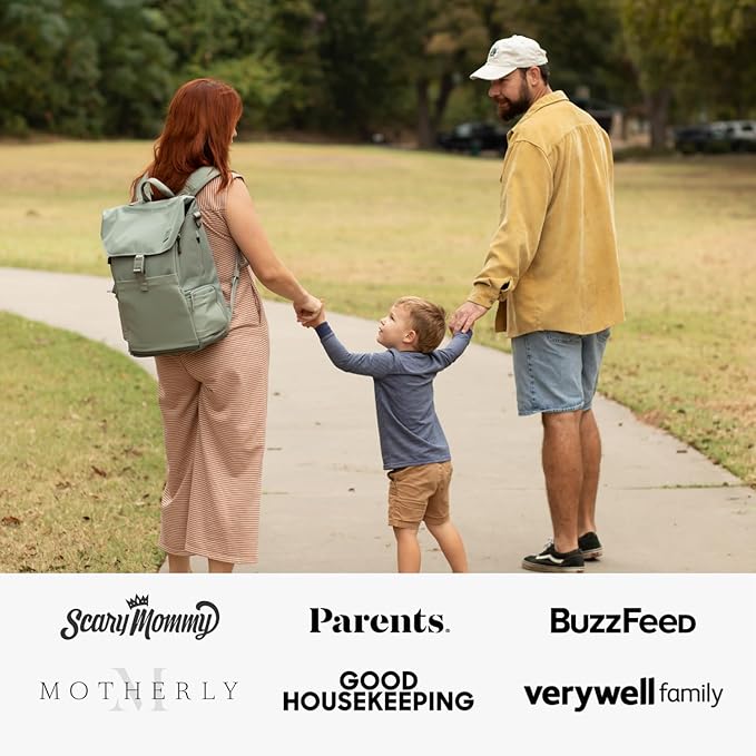 Huhu Diaper Bag Backpack – Large Baby Bag for Moms & Dads – Water-Resistant, Unisex Travel Kit for New Parents – Includes Changing Pad and 2 Organizer Pouches (Outdoorsy Sage) - Image 4