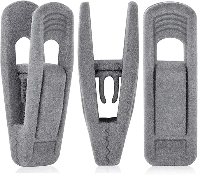 TOFIIGREM Grey Hanger Clips for Velvet Hangers - 40 PCS Gray Nonslip Velvet Hanger Clips, Skirt Hanger Flocking Clips Fit for Slim Velvet Hangers by TOFIIGREM
