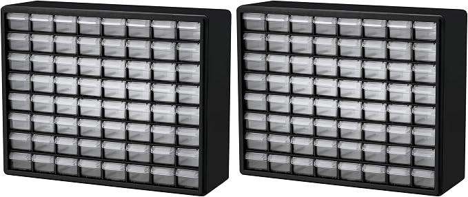 Akro-Mils 64-Drawer Plastic Storage Cabinet, 20-Inch W x 6-Inch D x 16-Inch H | Black | Model 10164 | Garage Organization by Akro-Mils