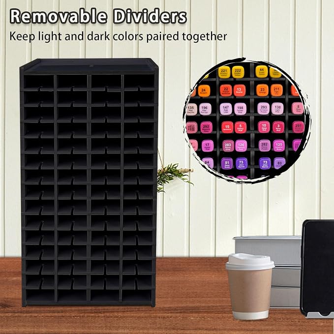 Art Marker Storage Rack for 120 Markers Black | Watercolour Brushes Pens Color Pencils Organizer Holder for Desk - Image 3