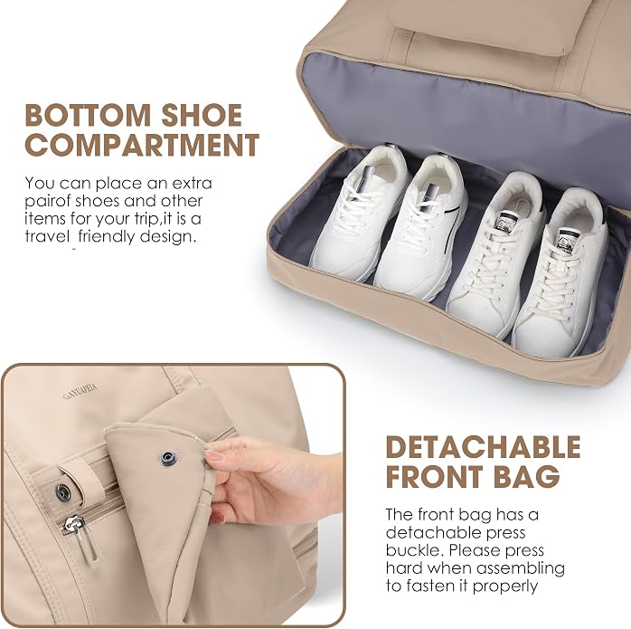 Women's Weekender bag Travel Duffel Bag with Shoe Compartment 21-inch Airline-Approved Carry-On, 2-Piece Overnight Bag Set Personal Item Luggage - Image 4