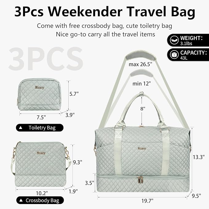 Weekender Bag, Large Travel Duffel Bag for Women, Carry on Overnight Bag with Shoe Compartment and Toiletry Bags - Image 2