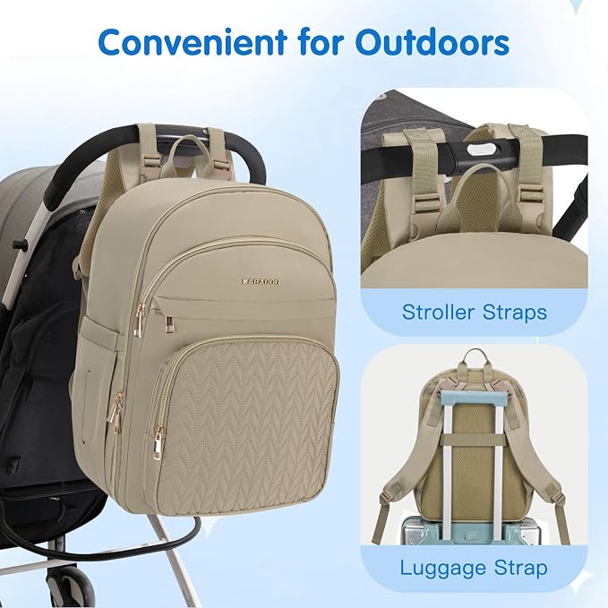 Baby Diaper Bag Backpack, Waterproof Diaper Backpack for Mom & Dad with Changing Pad, Insulated Pockets and Stroller Straps, Baby Shower Gifts for Girls & Boys, Brown Taupe - Image 7