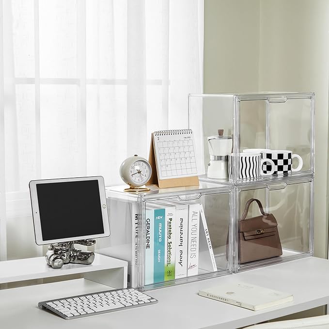 LXLXXL Acrylic Box Display Case, 5-Pack XL Stackable Storage Bins with Lid | Stackable Storage Bin X-Large 5 Pack, Clear Acrylic Display Case With Magnetic Lid, Dustproof Showcase for Figures Cosmetics - Image 5