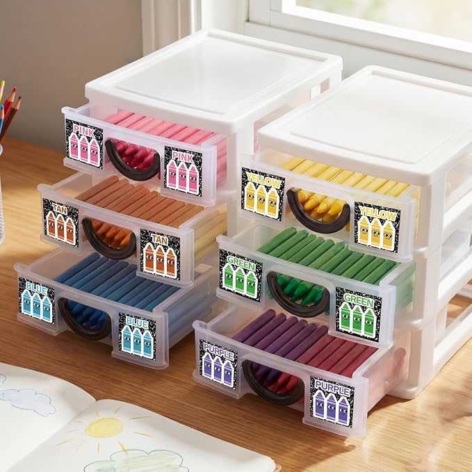 12 Pcs/ 4 Pack Plastic Crayon Organizer for Classroom Back to School | Crayon Storage Boxes for Marker Pen Art Craft Supplies Crayons Drawer Container for Classroom Office Table with Color Label - Image 3