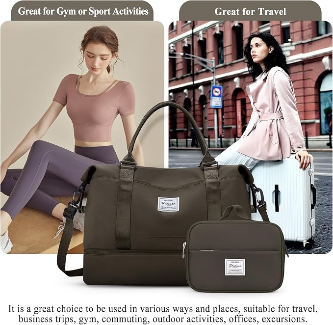 Weekender Bags for Women, Personal Item Travel Bag with Shoes Compartment | Overnight Travel Duffel Bag with Toiletry Bag, Airplane Friendly Carry-On Bag - Image 8
