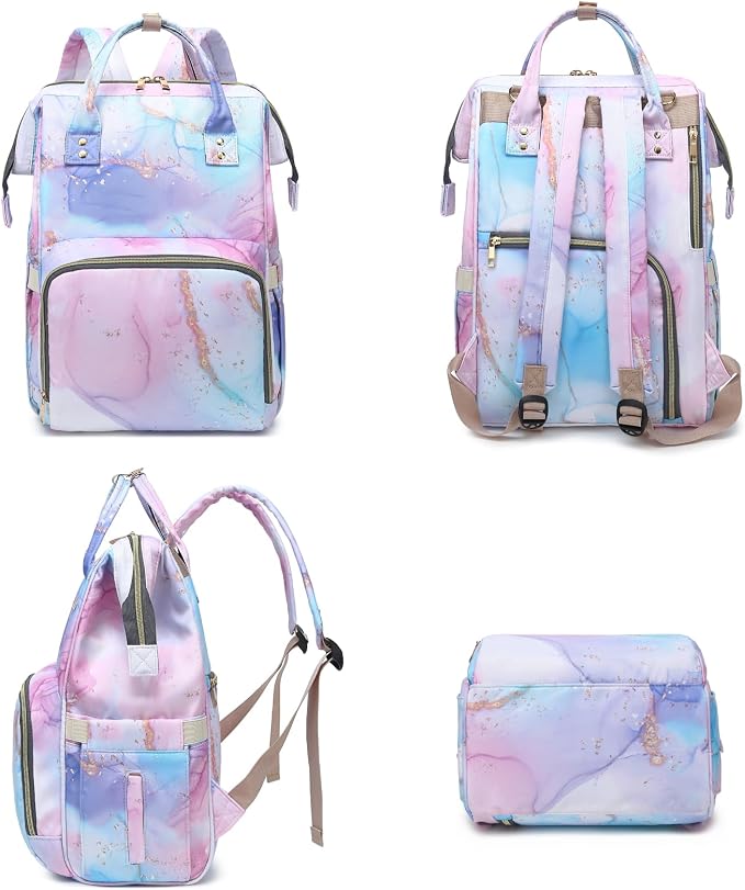 Marble Baby Diaper Bag Backpack for Girls Boys, Waterproof Large Maternity Nappy Bags for Mom - Image 6