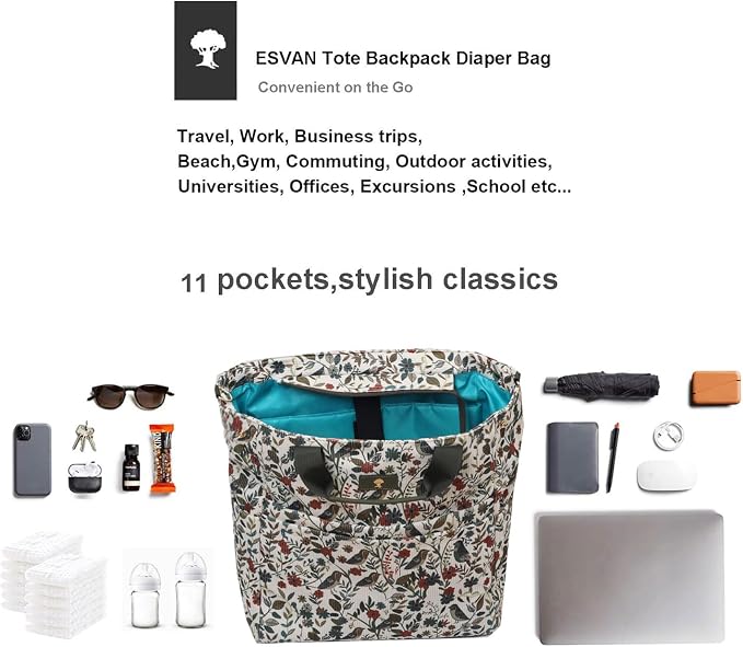 Diaper Tote Bag Totepack Backpack Crossbody Bag 3 in 1 for Women Laptop Backpack Multifunctional with Insulated Pockets - Image 5