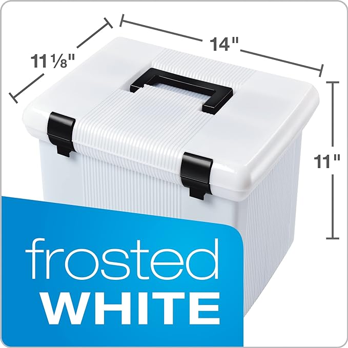 Pendaflex Portable File Box, Frosted White, Hinged Lid with Double Latch Closure(41745AMZ) - Image 3