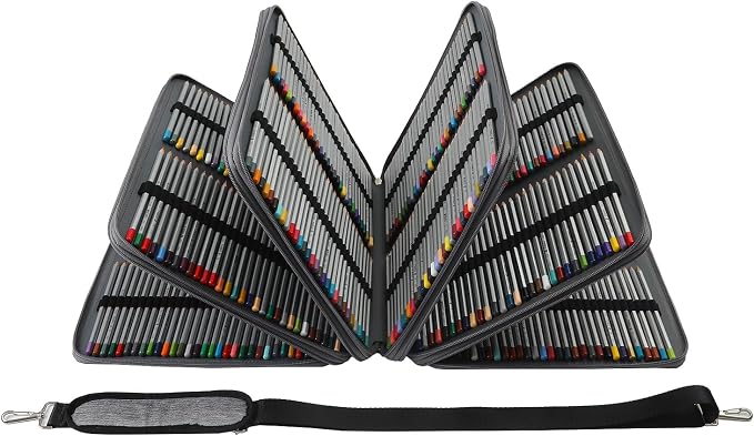 600-Slot Colored Pencil Case, 5-Layer Zipper with Shoulder strap and Handle | Organizer Bag for Pencil Storage Case for Artist Painter Office Sketch Travel Supplies - Image 4
