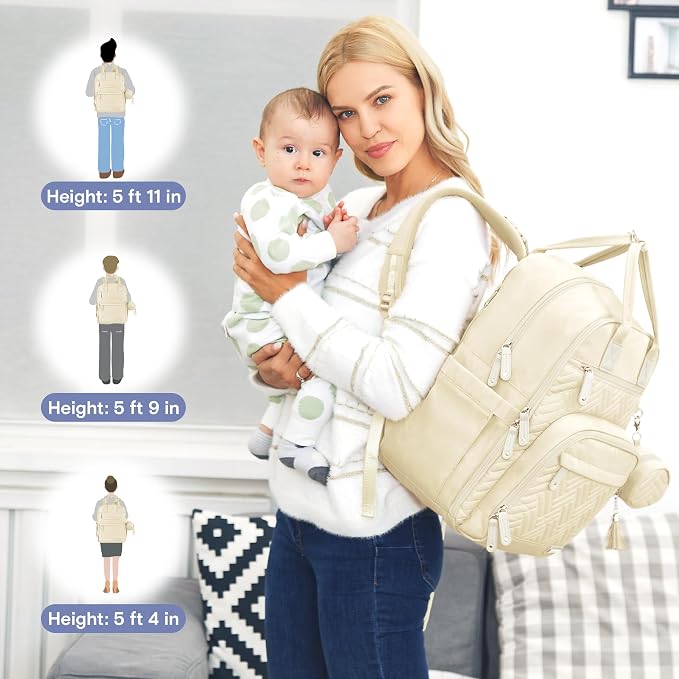 iniuniu Baby Diaper Bag Backpack, 4 in 1 kit Large Capacity Travel Backpack | Waterproof Backpack for Moms Dads,Travel Backpack with Pouch,Washable Changing Pad, Baby Essentials - Image 8