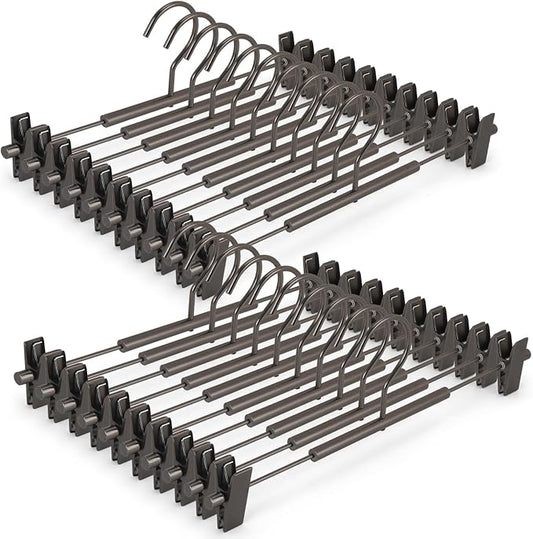 VWV 20 Pack Pants Hangers with Clips, 12.4 Inch Aluminum Skirt Hangers with 360° Swivel Hooks, Heavy Duty Space Saving Closet Hangers for Jeans, Slacks, Shorts (Matte Gunmetal) by Designedforluxuryhangers