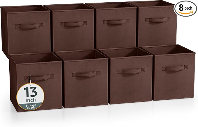Sorbus 13 Inch Storage Bins - Sturdy Collapsible Fabric Storage Cubes with Handle - 8 Foldable Baskets for Organizing Clothes, Toys, Books - Storage Baskets for Shelves, Closets by Sorbus