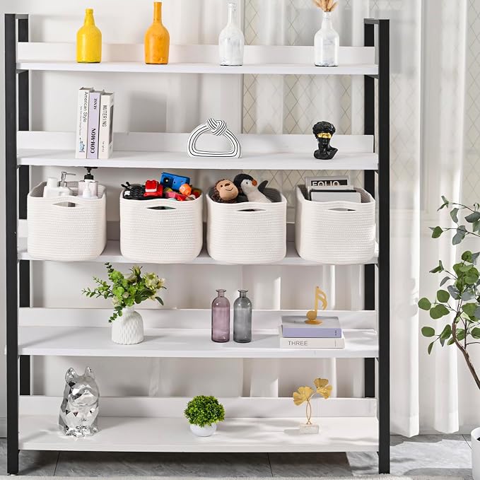 ICERZCZ Woven Cotton Rope Storage Baskets for Organizing & Shelves, Organization Bins for Dog Toys, Clothes, Books, Nursery Organizer, 15"x11"x9", Off White (4 Packs) - Image 5