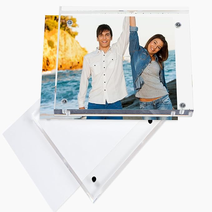 Yalikop 4 Pcs 4 x 4 Inch Thick Clear Acrylic Magnetic Photo Frames, 20mm Thickness Double-sided Transparent Visible Picture Frame Desktop Display for Home Office School Store Supplies - Image 5