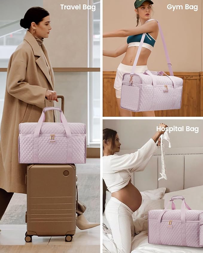 LOVEVOOK Travel Duffle Bag - Weekender & Overnight Bag with Toiletry & Wet Pocket, Carry-On Size, 3pc Set - Image 7