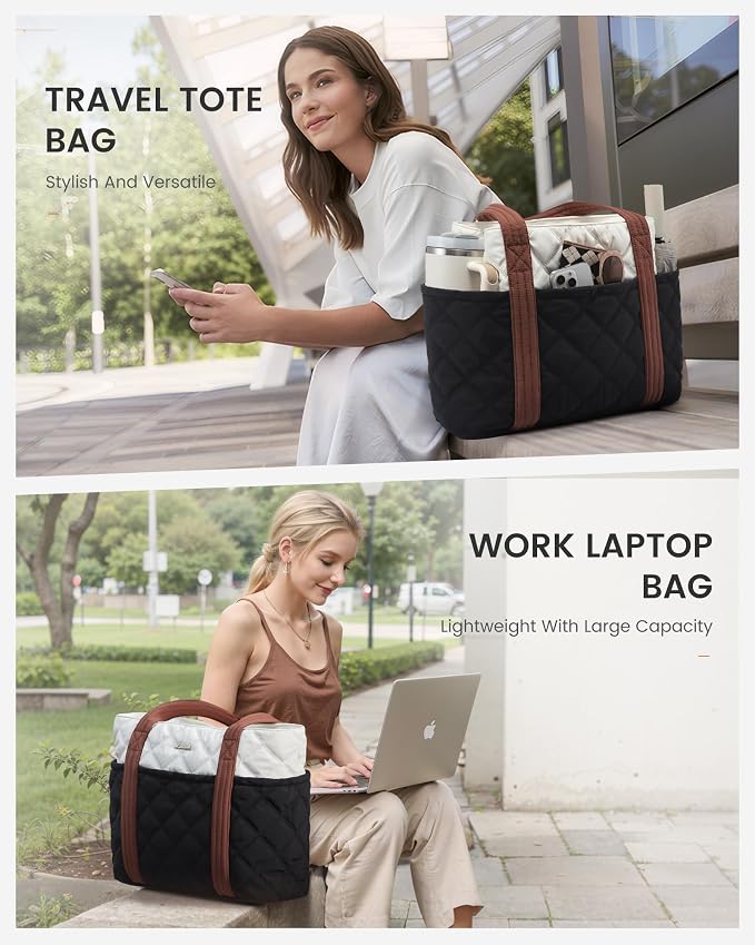 LOVEVOOK Puffer Tote Bag for Women, Puffy Work Handbag with Cup Holder, Travel Carry On Bag with Zipper for Teacher Nurse Gym - Image 6