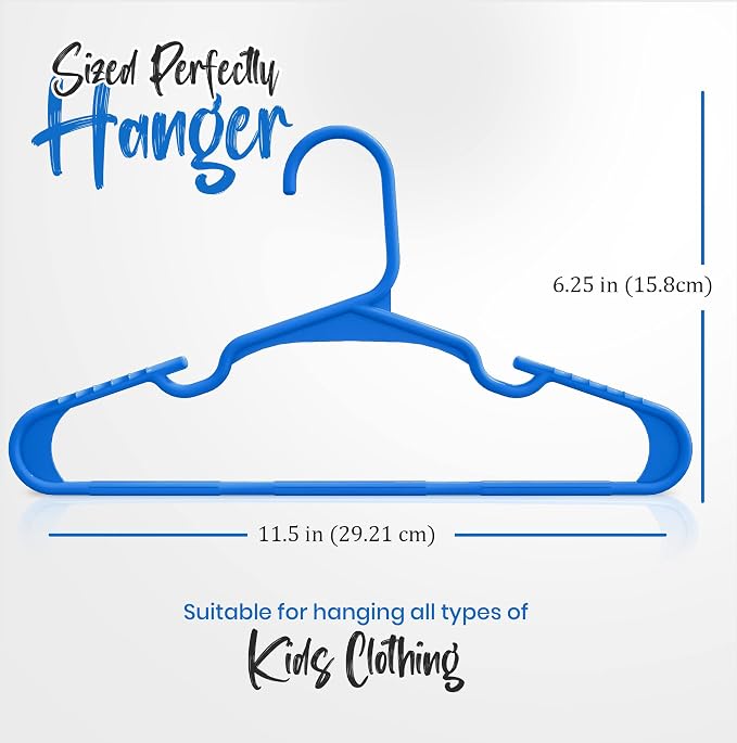 Utopia Home Kids Hangers 60 Pack – 11.5 Inch Baby Closet Hangers Blue | Plastic baby hangers | Fits children's & infant clothes | Gentle on delicate garments - Image 3