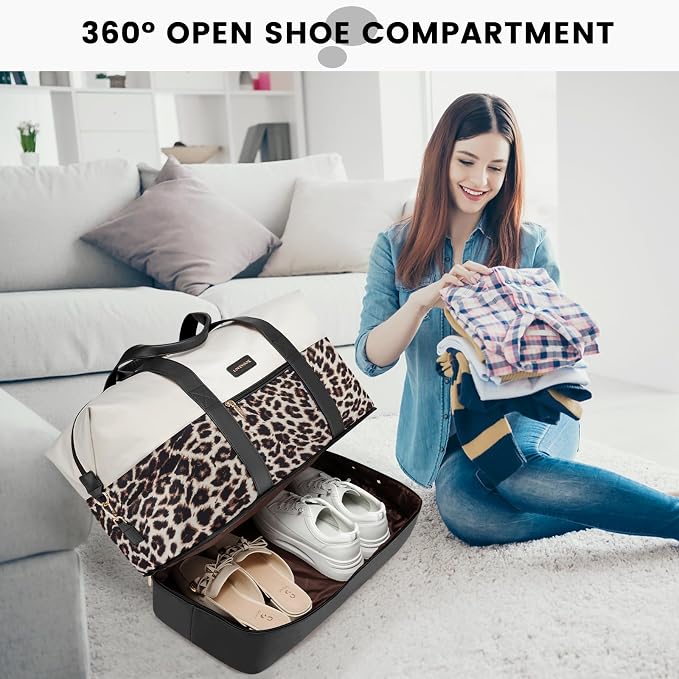 LOVEVOOK Weekender Bag for Women, Large Duffle Bag for Travel with 2 Packing Cubes, Carry on Overnight Bag with Shoe Compartment, Mom Hospital Bags for Labor and Delivery - Image 5