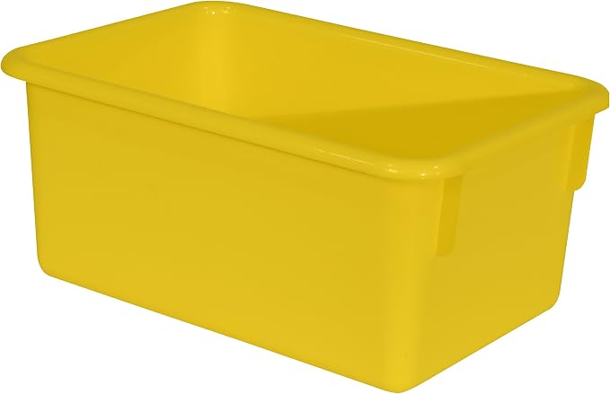 Wood Designs Cubby Storage Bin, Heavy Duty Plastic Containers for Kids Yellow Cubby Tray Set of 12 - Image 2